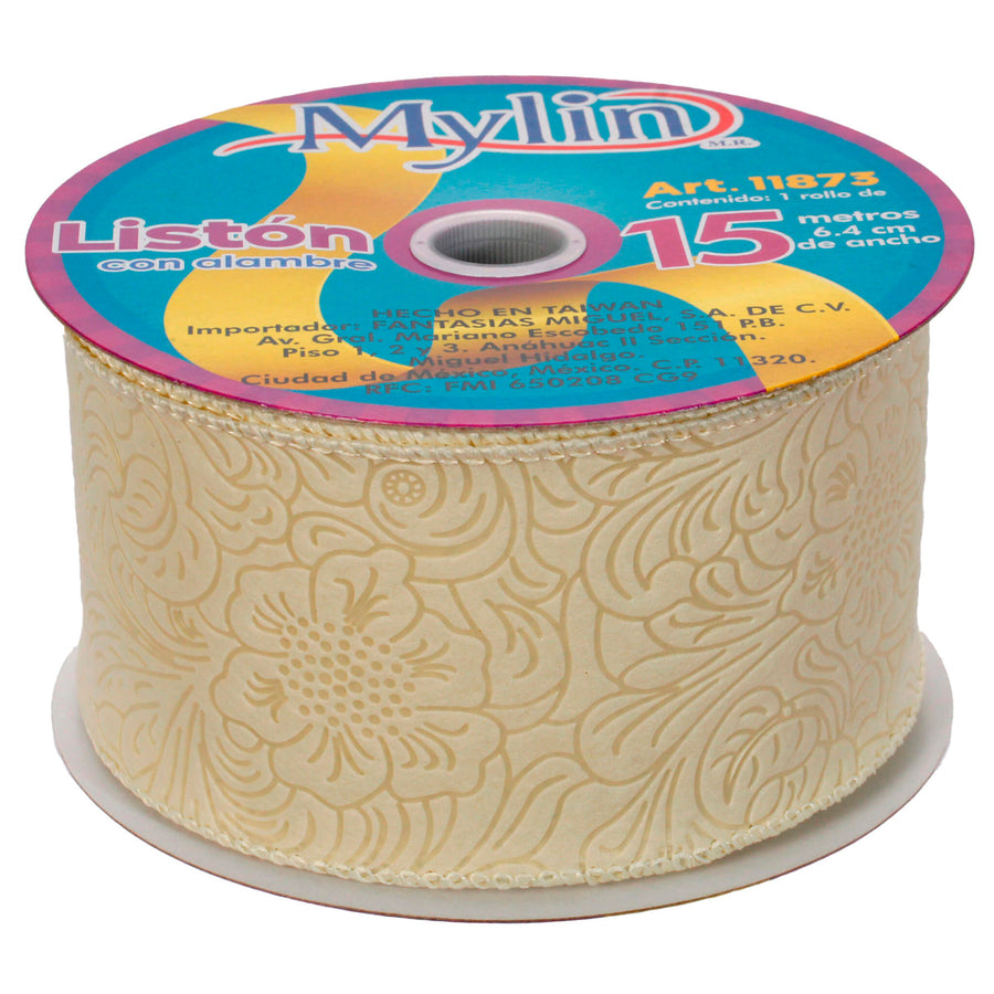 Art.11873 Listón Flor Relieve 6.4cm 15m