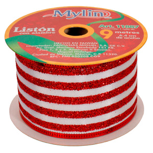 Art.11887 Listón Lineas Navidad 6.4cm 9m
