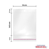 Art.1439 Bolsa Celofán con Adhesivo 14.5x14+5.5cm 50pz