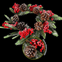 Art.1533 Corona Nevada Pino Cerezas/Piñas 40cm 1pz