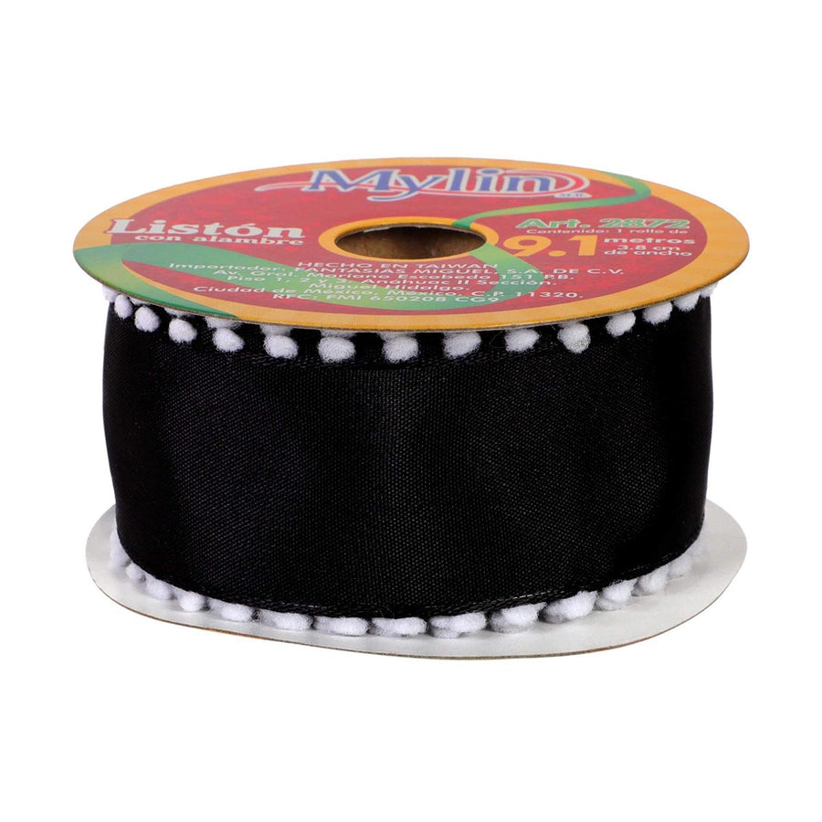 Art.2872 Listón Navidad Bolitas 3.8cm 9.1m  1pz