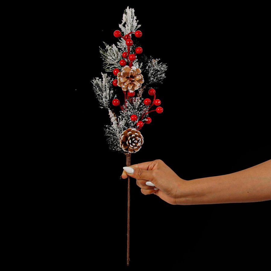 Art.5023 Vara Pino Nevado Con Piñas/Cerezas 50cn 1pz