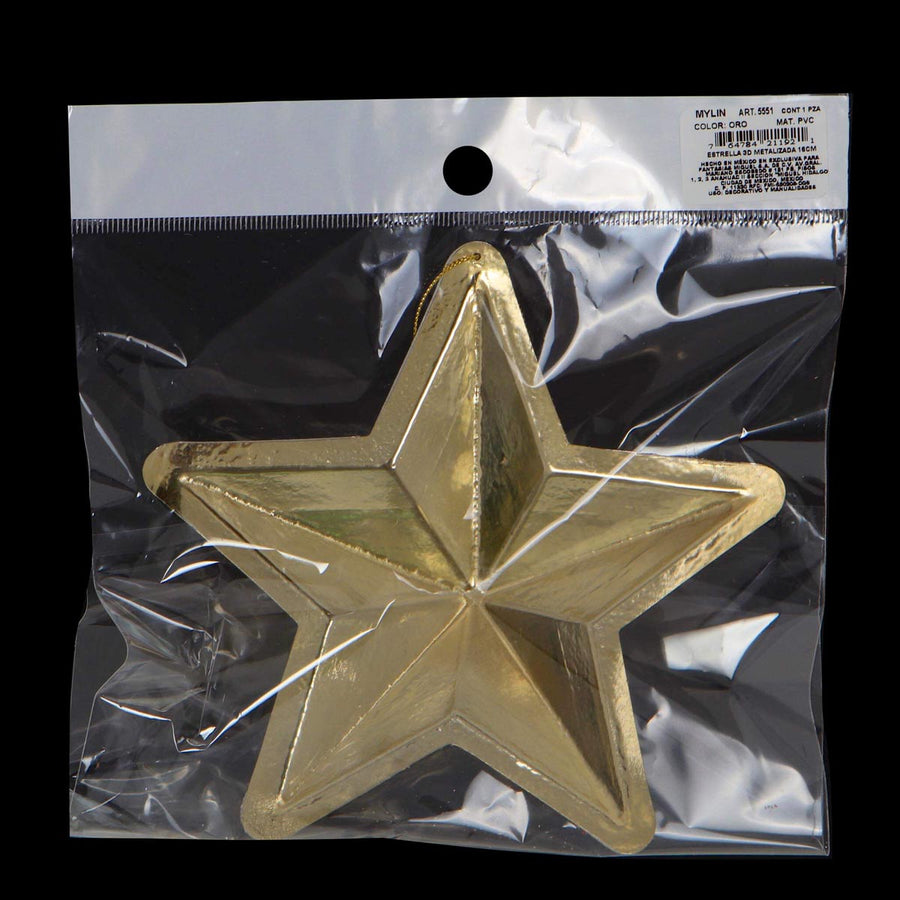 Art.5551 Estrella 3D Metalizada 16x16x6cm 1pz