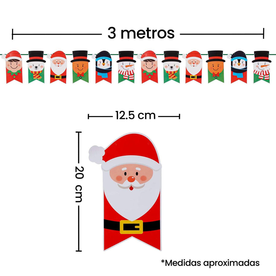 Art.5847 Banderín Personaje Navidad  x12 20.5x15cm    3m 1pz