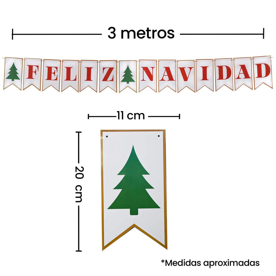 Art.5855 Banderín Feliz Navidad x14 20x11cm    3m 1pz