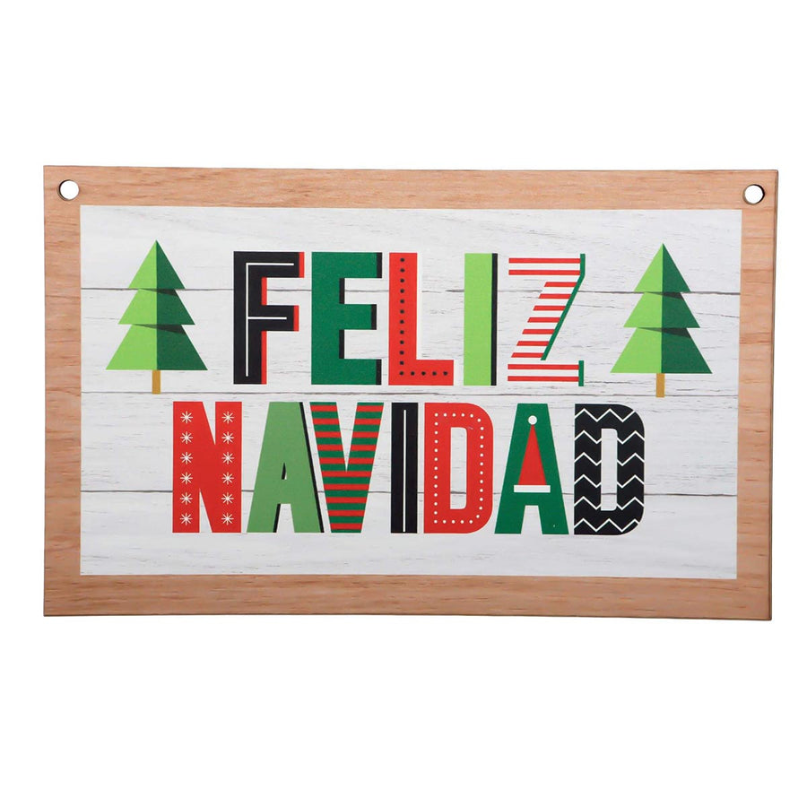 Art.594 Letrero Navidad Pinos 14.5x23.5cm 1pz
