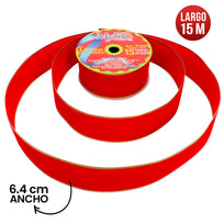 Art.9184 Listón Terciopelo Con Orilla Metalizada 6.4cm 15m 1pz