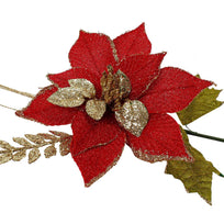 Art.9866 Flor De Nochebuena Grande Metalizada 35cm 1pz