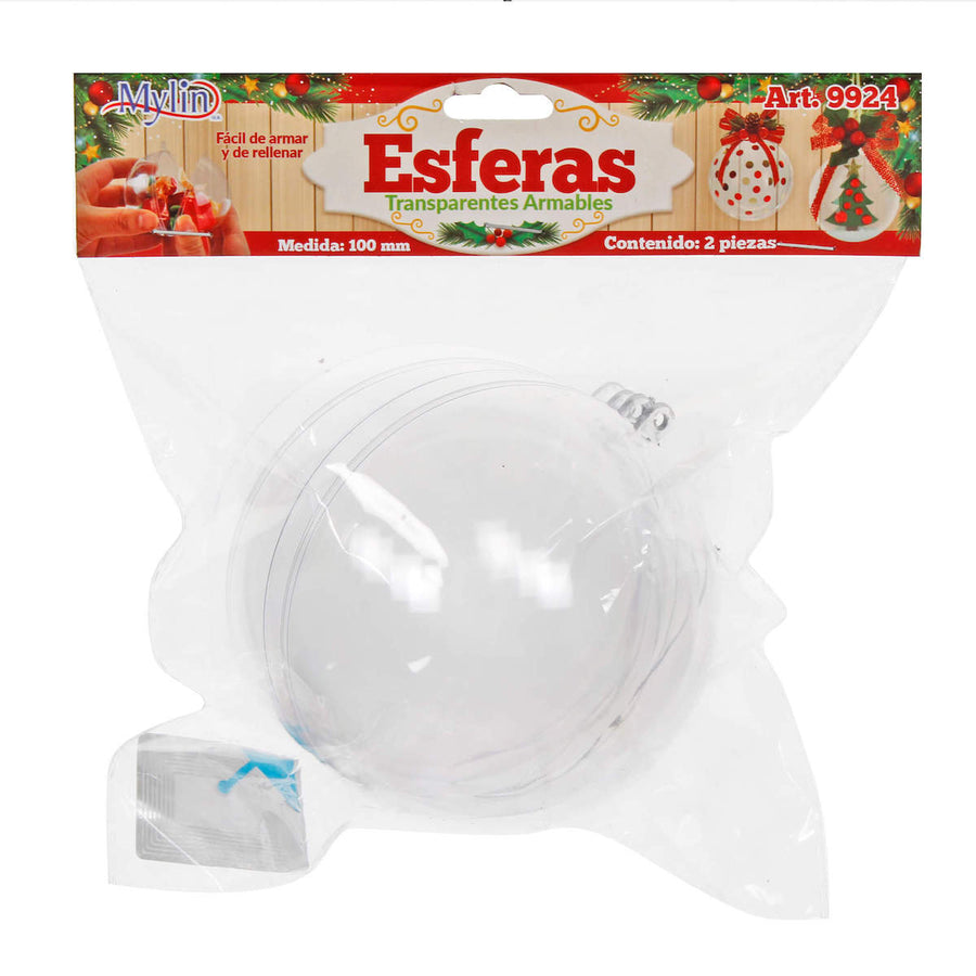 Art.9924 Esfera Transparente Armable 100mm 2pz