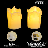 Art.4599 Vela Led (Incluye 3 baterias reemplazables) 5.7x3.5x3.5cm 2pz