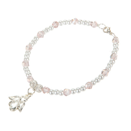 Pulsera Con Cuenta Cristal Y Dije De Ángel