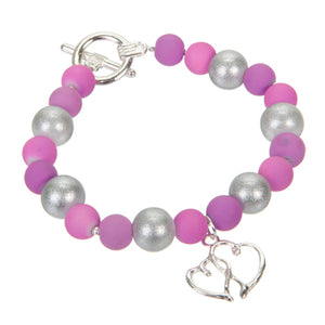 Pulsera Con Cuenta Cauchoy Dije De Corazón