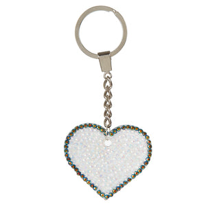 Llavero Con Corazón Y Brillantes Blanco