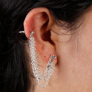 Arete Doble Con Cadena