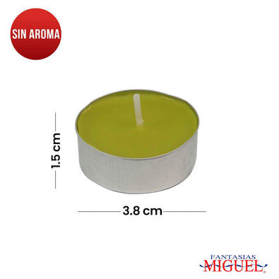 Fantasías Miguel Art.11291 Caja Vela Tea-Light Sin Aroma 1.5x3.8cm 10pz