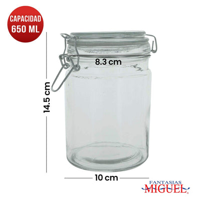 Fantasías Miguel Art.11408 Frasco Con Tapa Clip Metálico aprox 650ml 14.5x13x10cm 1pz