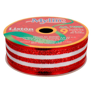 Art.11886 Listón Lineas Navidad 3.8cm 9m