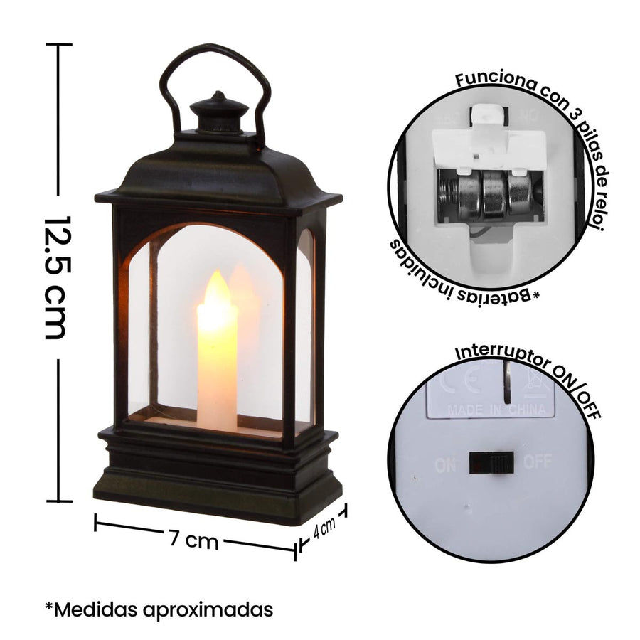 Art.2506 Mini Quinque De Plástico Con Vela    (Incluye 3 baterías reemplazables) 12.5x7x4cm 1pz