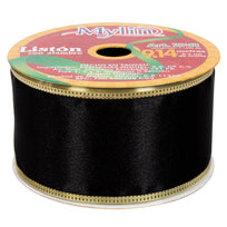 Art.2741 Listón Satín Orilla/Oro 6.4cm 9.14m  1pz