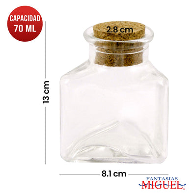 Fantasías Miguel Art.4691 Botella De Vidrio Con Corcho aprox 70ml 7x6cm 1pz