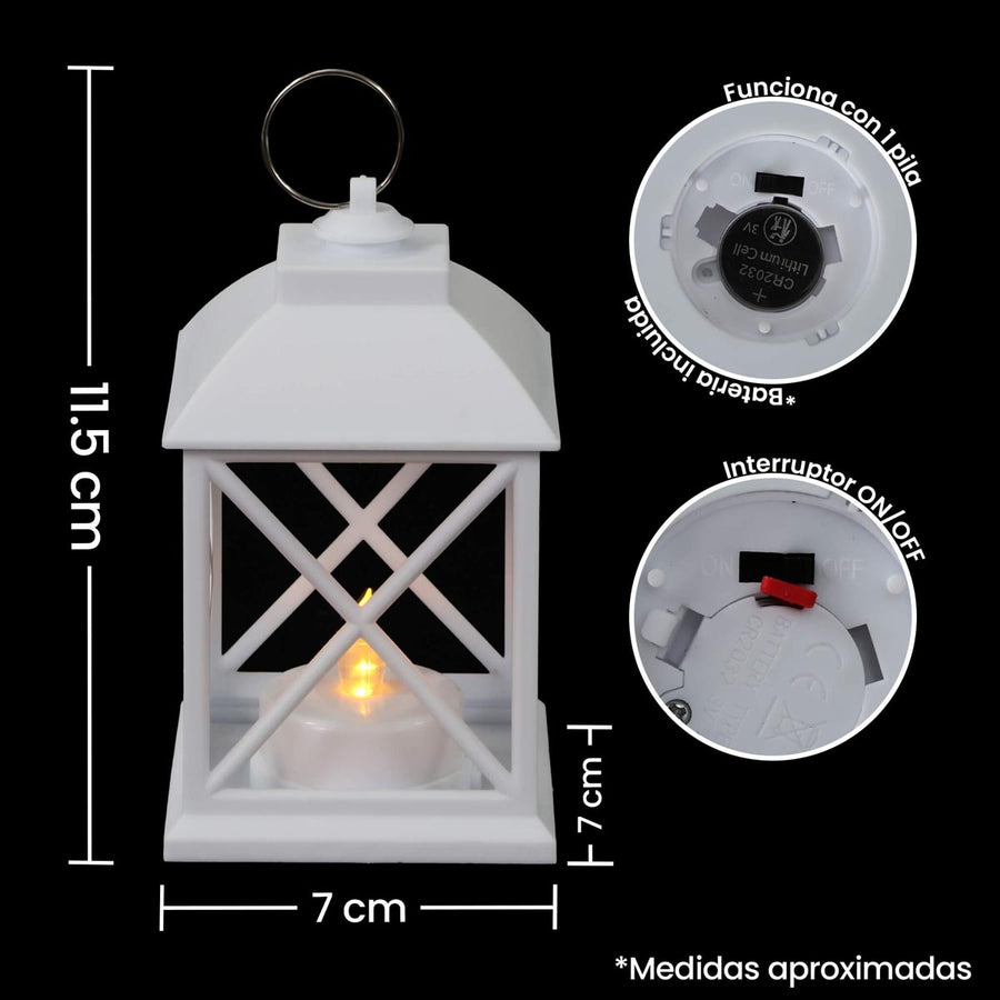 Art.5006 Quinque Plástico Con Vela Led   (Incluye 1 bateria reemplazable) 11.5x7x7cm 1pz
