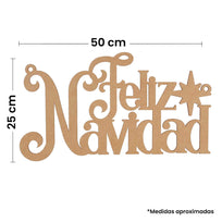 Art.5259 Letrero Navidad Mediano Natural 25x50cm 1pz