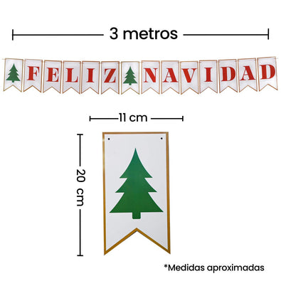 Fantasías Miguel Art.5855 Banderín Feliz Navidad x14 20x11cm    3m 1pz