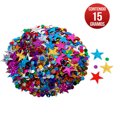 Fantasías Miguel Art.8332 Lentejuela Mixta Círculo/Estrella 15g 1pz