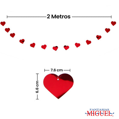 Fantasías Miguel Art.9648 Guía Corazón Lentejuela x13 2m 1pz