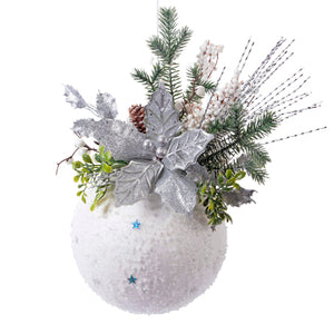 Esfera Navideña Blanco Con Nochebuena