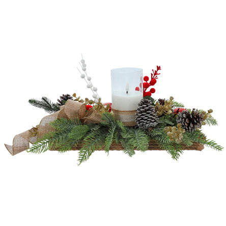 Arreglo Navideño Rustico Con Vela