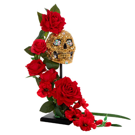 Cráneo Dorado Con Rosas