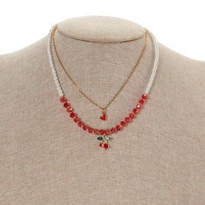 Collar De Cerezas Y  Corazón