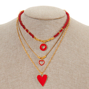 Collar Rojo De Corazones