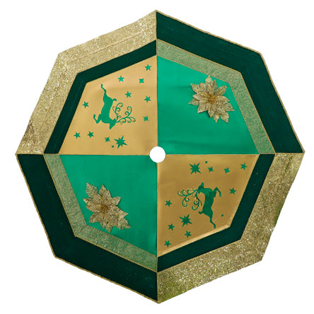 Pie De Árbol Navideño Verde-Oro
