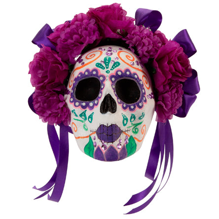 Cráneo Catrina Flores Moradas