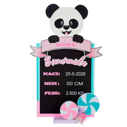 Pizarrón Bebe En Camino Panda