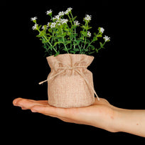 Art.10543 Planta Con Flor Base De Yute 16cm 1pz