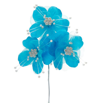 Fantasías Miguel Art.2986 Ramito Flores Con Piedra X3 Flores 13cm 1pz