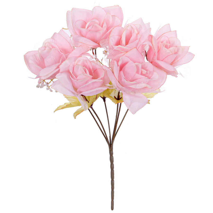 Art.5783 Bush Rosas Con Organza X6