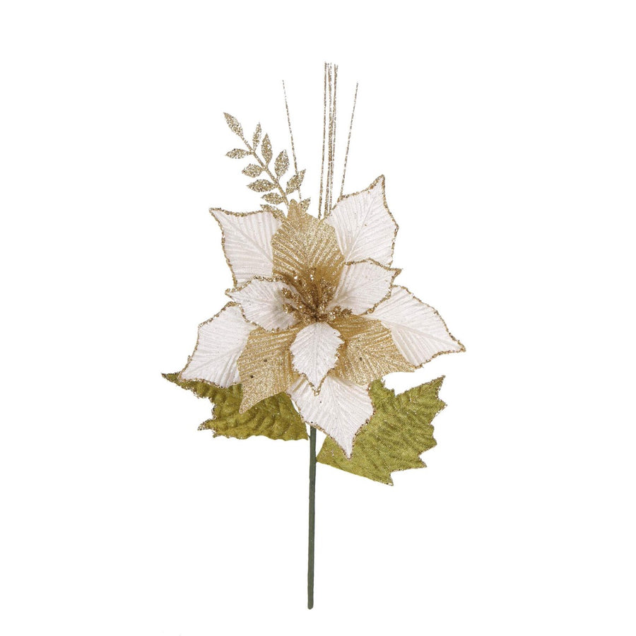 Art.9867 Flor Nochebuena Grande Terciopelo Metálica