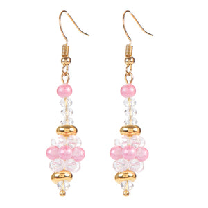 Aretes De Perlas Y Rondeles Rosa Y Oro