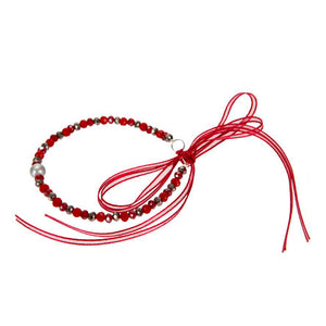 Pulsera De Rondeles Rojos Y Plata Con Listón