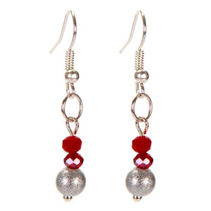 Aretes De Perlas Blanca Y Rondeles Rojos