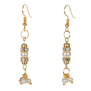 Aretes Oro Con Perlas Y Cristales