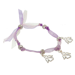 Pulcera Con Listón Y Dije De Angeles