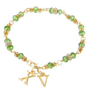 Pulsera Xv Con Dijes Y Rondel Cristal