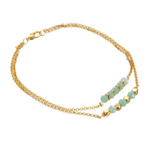 Pulsera Doble Con Cadena Y Rondel Menta