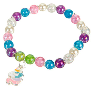 Pulsera Con Dije De Unicornio Y Cuenta Crista Multicolor