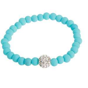 Pulsera Ensartada Con Cuenta Caucho Y Cuenta Con Piedras